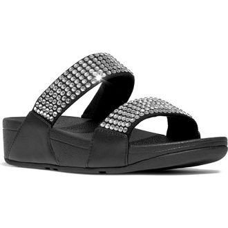 FitFlop Lulu Maxi Crystal Covered Slide Sandal in Black at Nordstrom Rack, Size 11