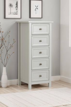 Julian Bowen Maine 5 Drawer Tall Chest in Light Grey