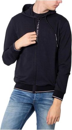A|X Armani Exchange Zip-throughs, male, Black, Size: XS Black Cotton Hoodie Spring/Summer Collection