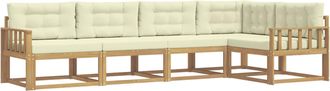 vidaXL Conjunto De Sof&aacute;s De Exterior 4 Uds. Blanco Y Crema Poli&eacute;ster Vidaxl