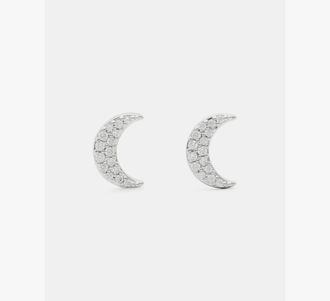 Kate Spade New York Womens Youre A Gem Pave Moon Stud Earrings in Beige