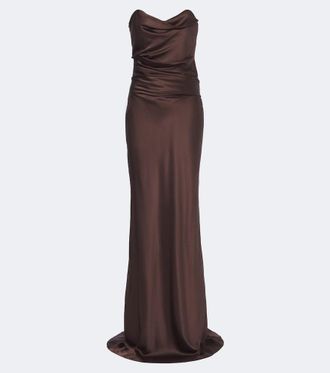 The Sei Draped silk charmeuse bustier gown