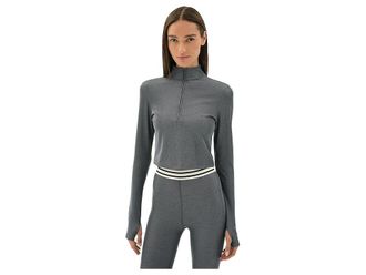 SPLITS59 Stevie Active Rib 1/2 Zip Womens Clothing Heather/Grey : XS, Polyester/Spandex