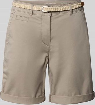 Tom Tailor Regular Fit Bermuda mit G&uuml;rtel in Taupe, Gr&ouml;&szlig;e 34