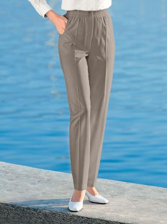 Come On Schlupfhose COME ON, Damen, Gr. 195, Extrakurzgr&ouml;ssen, grau (taupe), 62% Polyester, 36% Viskose, 2% Elasthan, unifarben, lang, Hosen Schlupfhose