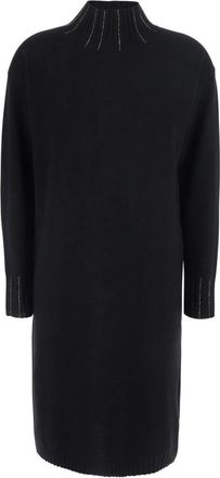 Fabiana Filippi Jurk met lange mouwen en kraag - Dames - Kleedjes - Zwart - M - Wol - Kleedjes