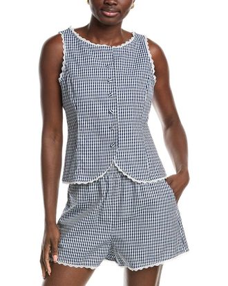 French Connection Lace Trim Poplin Vest