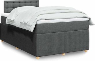 vidaXL Cama Box Spring Con Colch&oacute;n Tela Gris Oscuro 120x190 Cm Vidaxl