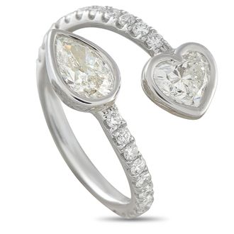 Luxury Bazaar 18K White Gold 1.90ct Diamond Bypass Ring ALR-19077