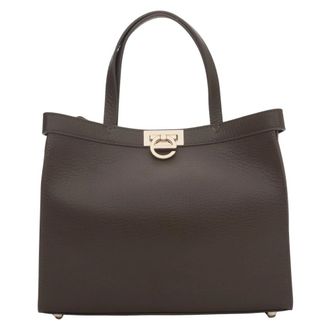 Estro & Luminara Womens Dark Mocha Leather Tote Bag with Gold Hardware Estro Er00118898 - female - Estro - Shopping Bags - Brown - ONE SIZE - Bags