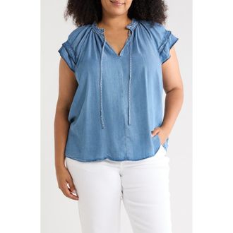 Catherine Malandrino Cap Sleeve Raglan Top in Chambray at Nordstrom Rack, Size 2 X