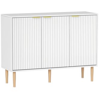 OEM Aparador De Sal&oacute;n Con Estante Ajustable Aparador De 3 Puertas Acanaladas 107x35x80 Cm Blanco