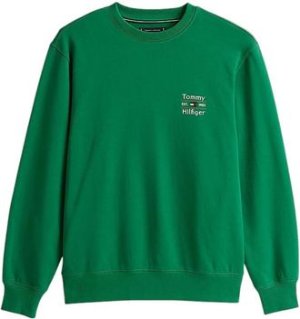 Tommy Hilfiger Sweatshirt met geborduurd logo - Heren - Sweatshirts - Groen - S - Polyester - Hoodies & sweatvesten