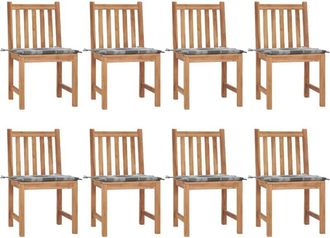 vidaXL Sillas De Jard&iacute;n 8 Unidades Madera De Teca Con Cojines Vidaxl