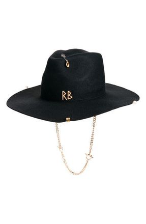 Ruslan Baginskiy Monogram Logo Wool Fedora in Black at Nordstrom, Size Medium