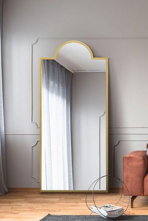 MirrorOutlet Gold Contemporary Wall & Leaner Mirror 67 X 29 (170 x 75CM) | Size: 1 Pack
