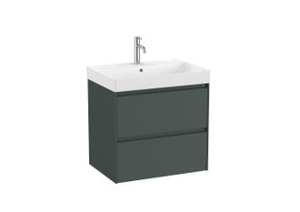 Roca Mueble Lavabo Derecha Blanco 650x460 Ona Standard 2 Cajones Led Verde Mate