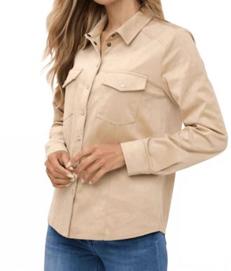 Esqualo Faux Suede Top In Sand