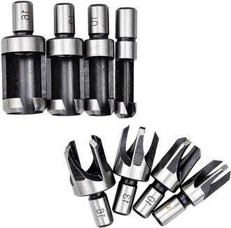 OEM Juego De Brocas Para Tapones De Madera - Brocas Para Corcho - Relleno De Agujeros - Brocas Biseladas - 8 Piezas - Plateado