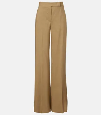 Max Mara Linen and silk twill wide-leg pants
