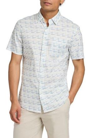 Faherty Movement Short Sleeve Button-Up Shirt in Ivory Endless Peaks at Nordstrom Rack, Size Medium
