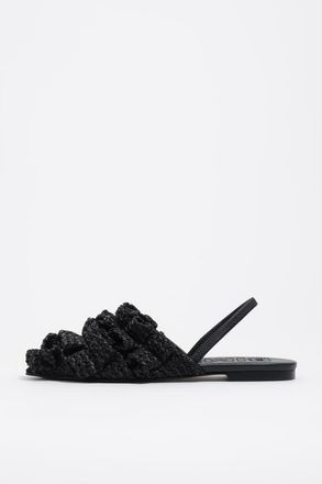 Bimba & Lola Raffia Slingback Ballerina Flats in Black at Nordstrom, Size 36