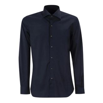 Fay Casual Shirts, male, Blue, Size: 3XL Regular Fit Shirt in Stretch Poplin