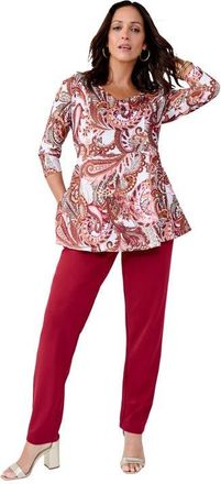 Jessica London Knit Crepe Sweetheart Neckline Peplum Top (plus) in Clove Tea Rose Paisley at Nordstrom, Size Medium
