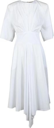 Alexandre Vauthier Katoenen Lange Jurk met Klok Mouwen - Dames - Casual kleedjes - Wit - XL - Katoen - Kleedjes
