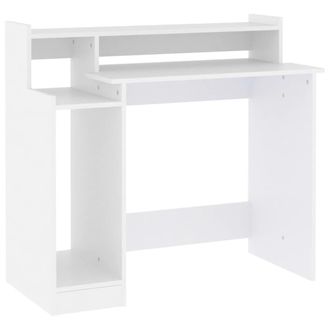 vidaXL Vidaxl - Escritorio Con Luz Led Madera Contrachapada Blanco 97x45x90 Cm