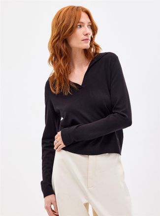 Contemporaine Womens Fine-knit Johnny collar sweater