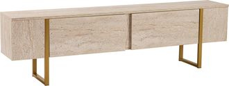 Dmora Dmora - Mobile Porta Tv Lilith, Credenza Da Soggiorno, Armadio Basso Per Tv, Base Parete Attrezzata, 180x30 H50 Cm, Beige E Oro