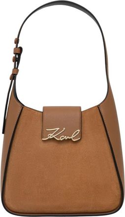 Karl Lagerfeld K/Signature Hobo - Dames - Schoudertassen - Bruin - ONE Size - Leer - Tassen