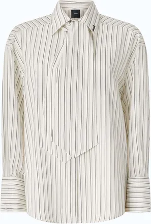 Pinko Long-Sleeved Blouse With Asymmetrical Front Detail And Contrasting Stripes