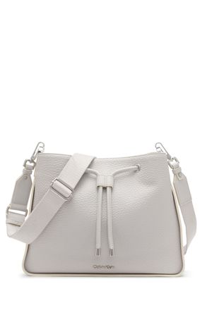 Calvin Klein Fay Calvin Klein Womens Fay Hobo Adjustable Drawstring Adjustable Hobo, Grey Dove, &Uacute;nico