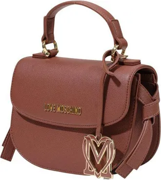 Love Moschino Logo-Detailed Polyurethane Top Handle Bag - Brown