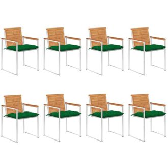 vidaXL Furniture Limited - Sillas De Jard&iacute;n Y Cojines 8 Unidades Madera