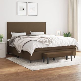 vidaXL Vidaxl - Cama Box Spring Con Colch&oacute;n Tela Marr&oacute;n Oscuro 160x200 Cm