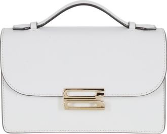 Victoria Beckham Gray Small Dorian Snap-Closure Leather Shoulder Bag