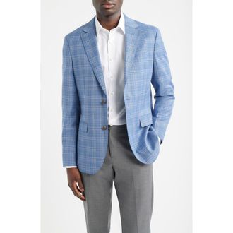 Nordstrom Henrik Trim Fit Light Blue Plaid Wool Sport Coat in Blue Azure Check at Nordstrom, Size 36 Regular