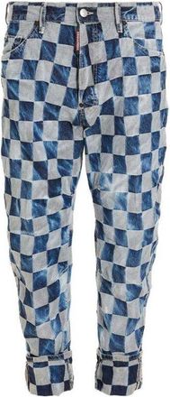 Dsquared2 MenS Blue Checkered Casual Trousers