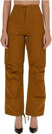 Paco Rabanne Pantalon - Dames - Wijde Broeken - Bruin - S - Leer - Broeken