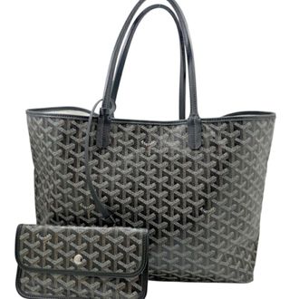 Goyard Saint Louis Black Brown Coated Canvas Leather Pouch Shoulder Bag Tote Bag (Pre-Owned)