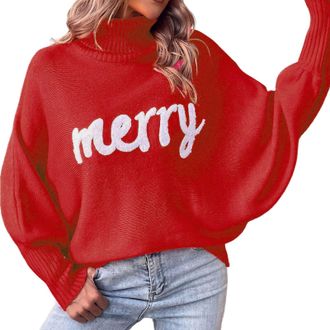 Generic Christmas Jumper Womens Funny Christmas Jumper Womens Large Sizes Knitted Jumper Womens Christmas Shirt Long Sleeve Long Sleeve Merry Green Jumper Chr