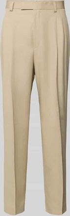 HUGO BOSS Wide Leg Bundfaltenhose aus Lyocell Modell C-PAT-BB-DPL-262 in Beige, Gr&ouml;&szlig;e 46