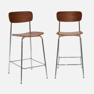 Sweeek Set Di 2 Sgabelli Da Bar Vintage Metallo E Compensato