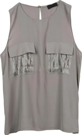 Liu Jo Mouwloze Top - Dames - Tops zonder mouwen - Grijs - L - Polyester - Tops