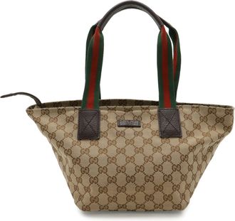 Gucci Beige Canvas Handbag Tote Bag (Pre-Owned)
