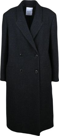 Pomandere Blue Virgin Wool Double-Breasted Long Coat