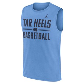 Nike Jordan Mens North Carolina Courtside Jordan Brand Dri-FIT College Sleeveless T-Shirt in Blue | 0JYJ4EYNCN-4CE